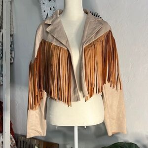 Tan Fringe Suede Jacket